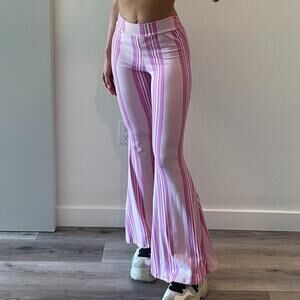 Pink and White Striped Flare Pants